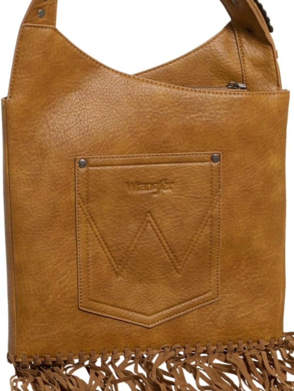 NEW Wrangler Turquoise Stone, Stud & Fringed Hobo Bag Brown Boho Western NWT - Picture 9 of 11